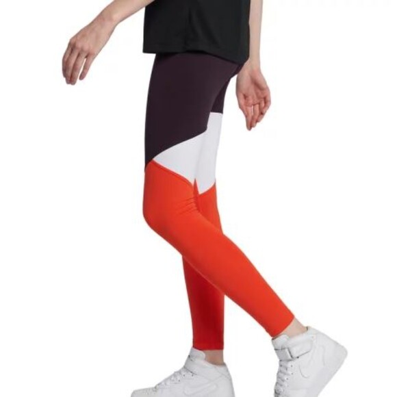 NIKE AIR Maroon White Orange Color Block Leggings Size M - Picture 3 of 10